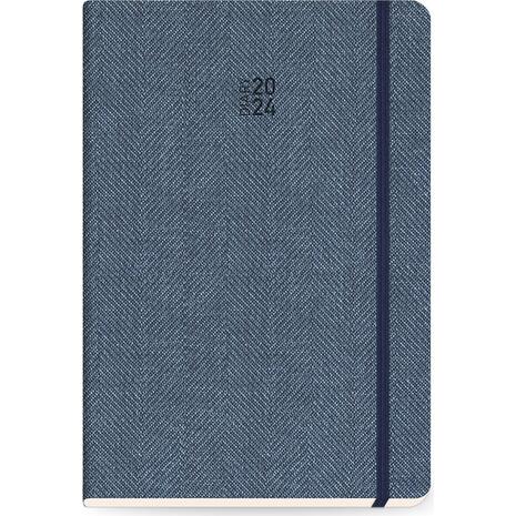 Ημερολόγιο ημερήσιο The Writing Fields Tailor Made 3570 17x24cm 2024 με λάστιχο soft εξώφυλλο tweed μοτίβο μπλε